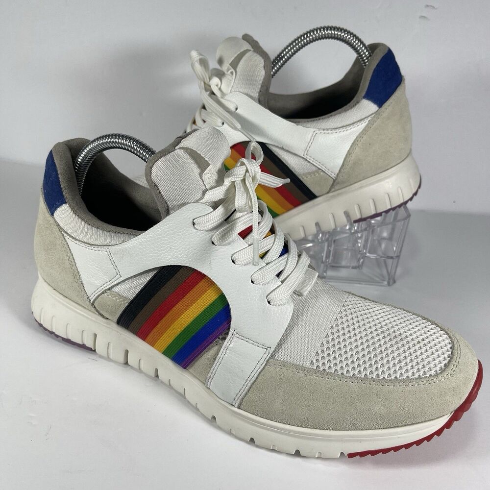 Kenneth Cole New York Bailey Pride Sneakers Men’s Size 9 Rainbow White Suede